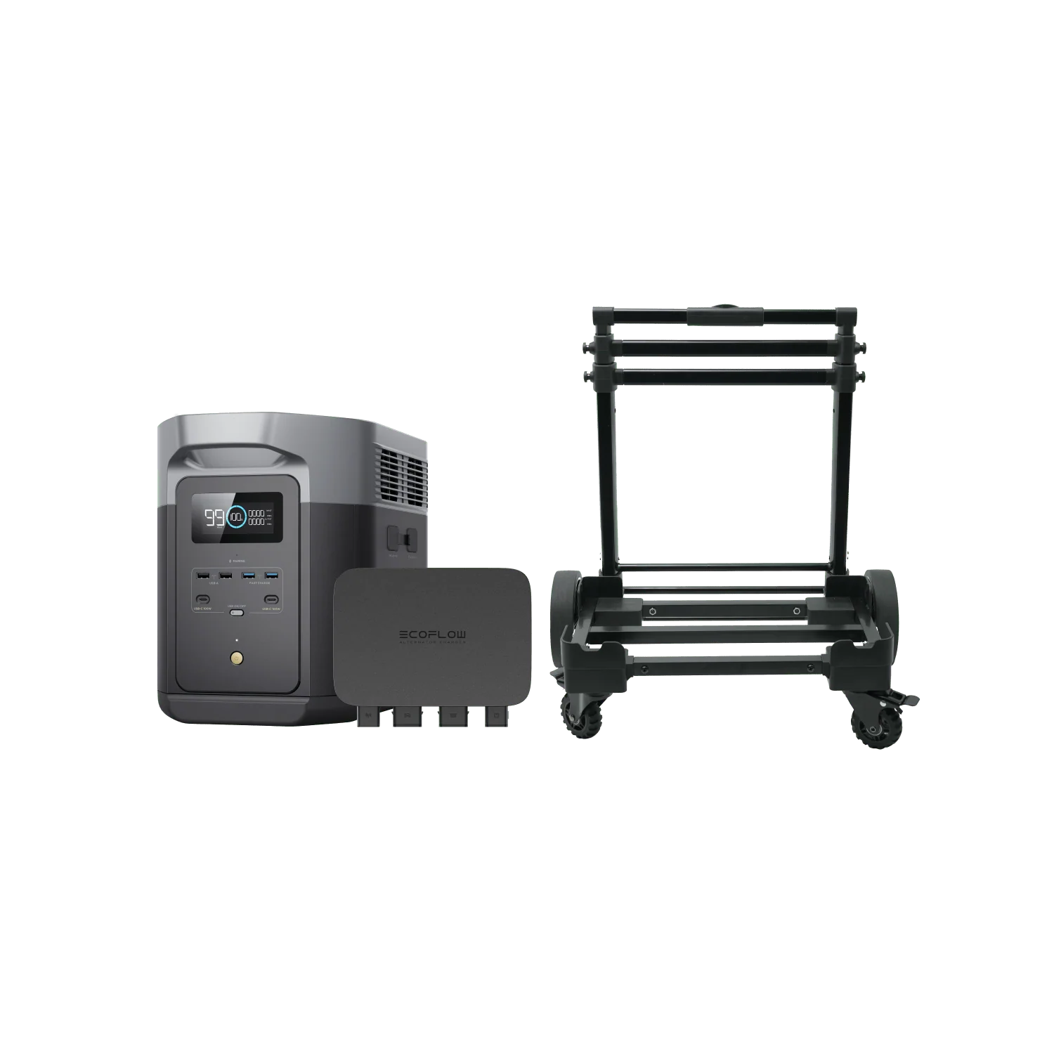 EcoFlow DELTA 2 MAX + 800W Alternator Charger + Hand Truck 1 EcoFlow DELTA 2 MAX + 800W Alternator Charger + Hand Truck