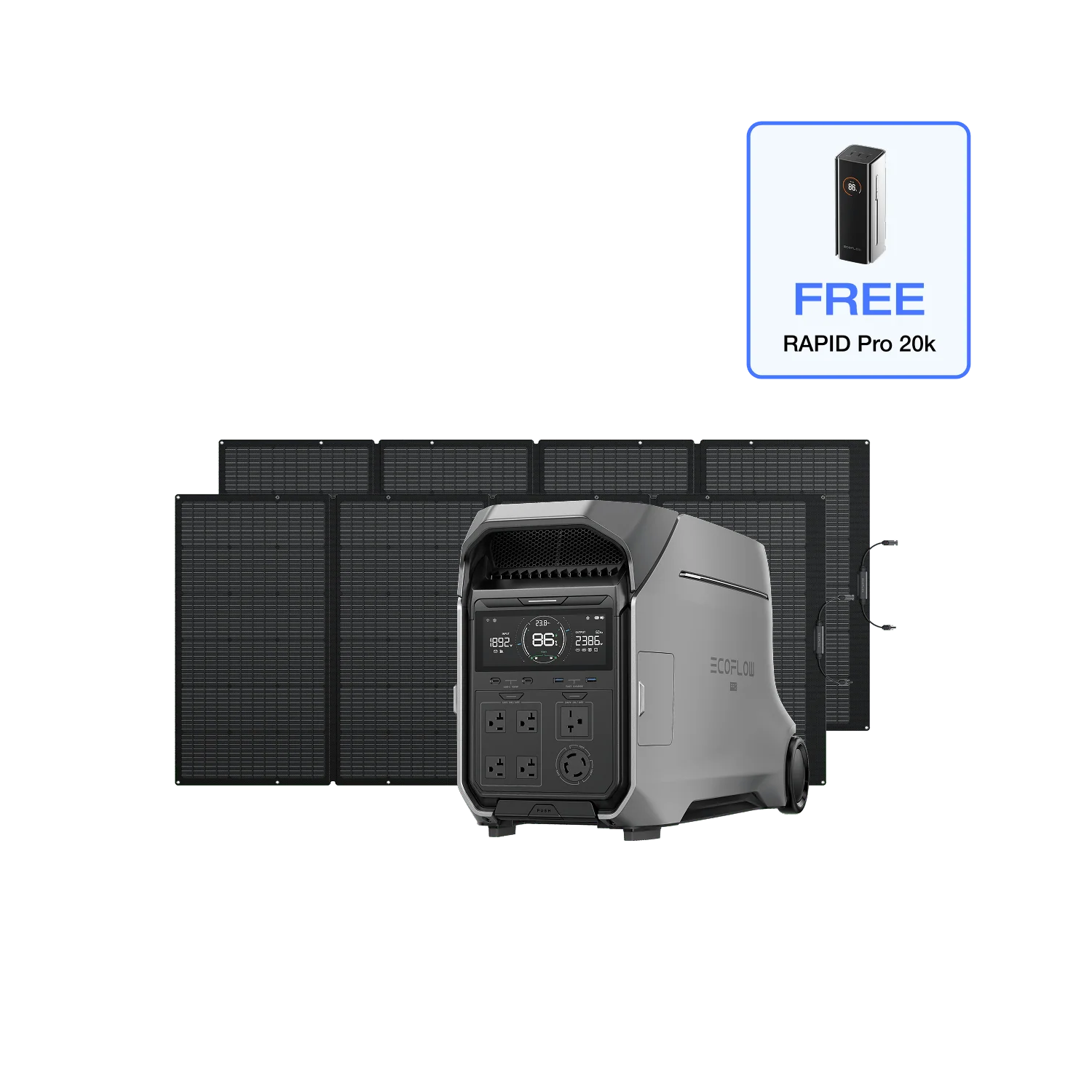 EcoFlow DELTA Pro 3 Solar Generator (PV400W) 5 DELTA Pro 3 + 2 x 400W Solar Panel + Free RAPID Pro Power Bank(20,000mAh)