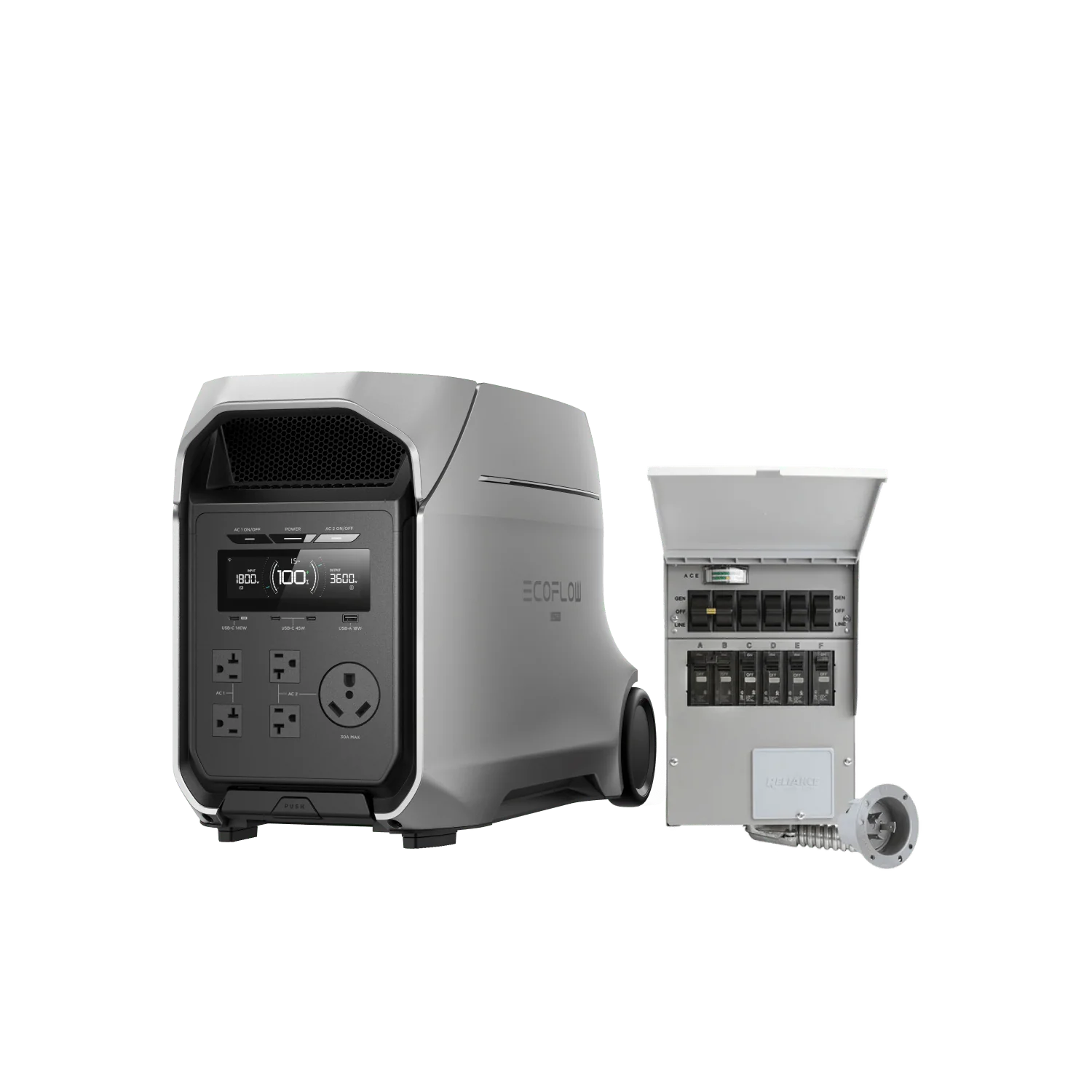 EcoFlow DELTA 3 Ultra Series Portable Power Station (3072Wh) 13 DELTA 3 Ultra Plus (3072Wh) + Transfer Switch 306A1 -125V 30A