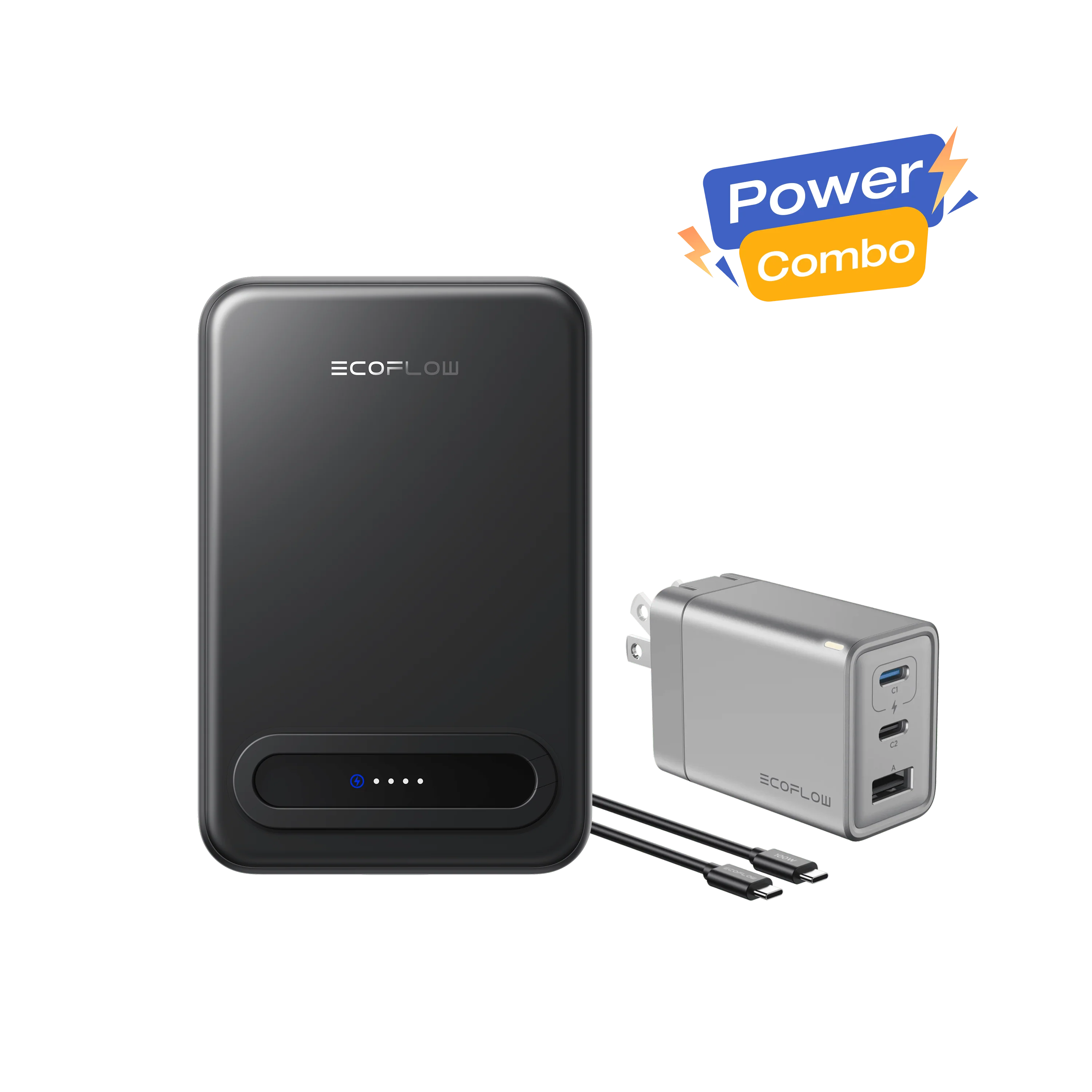 EcoFlow RAPID Mag Qi2 Power Bank (10K, 15W) + RAPID 65W GaN Charger with 100W Cable