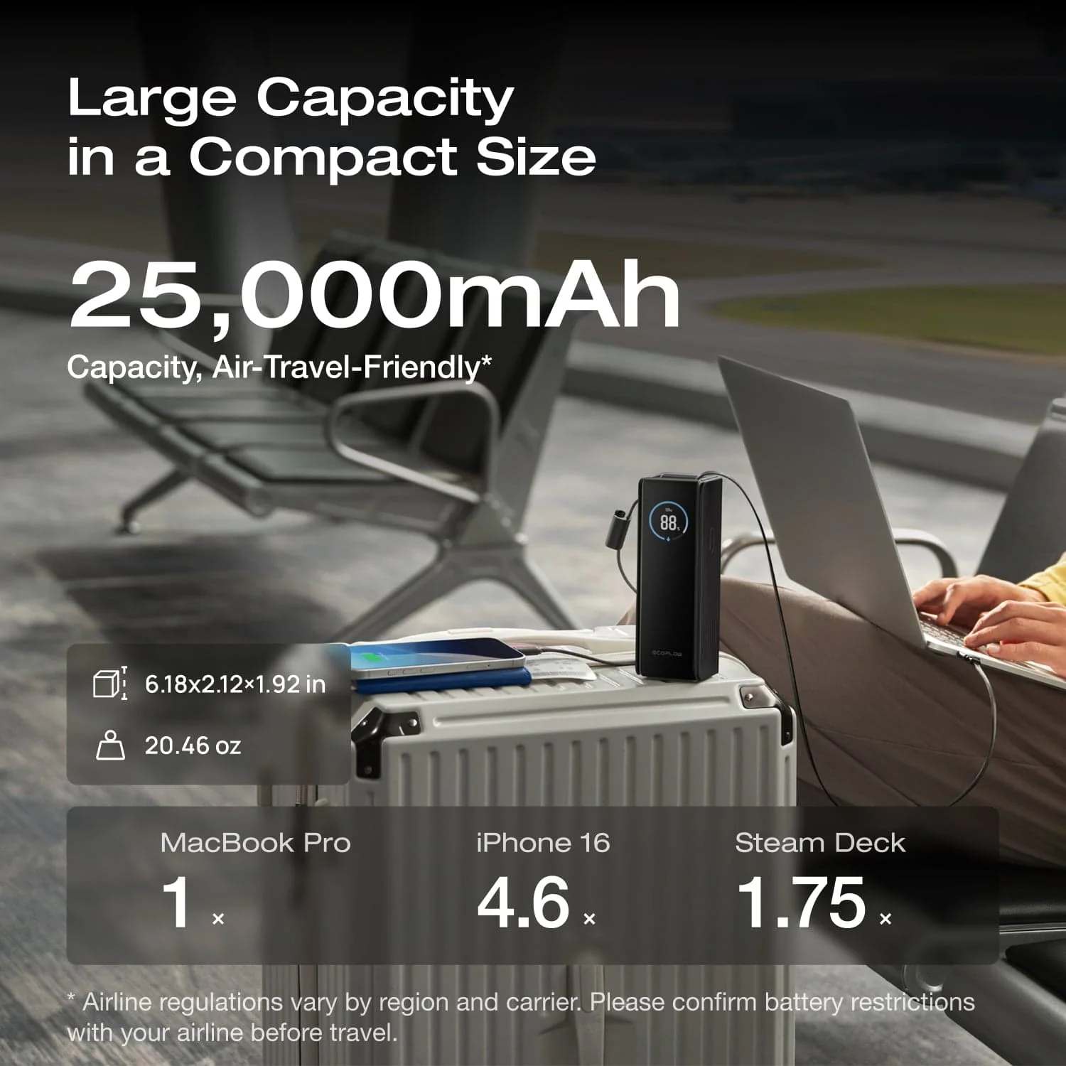EcoFlow RAPID Power Bank (25K, 170W, 100W Built-In and Retractable Cables) + 100W Charger 12 EcoFlow RAPID Power Bank (25,000mAh, 170W, 100W Built-In and Retractable Cables)