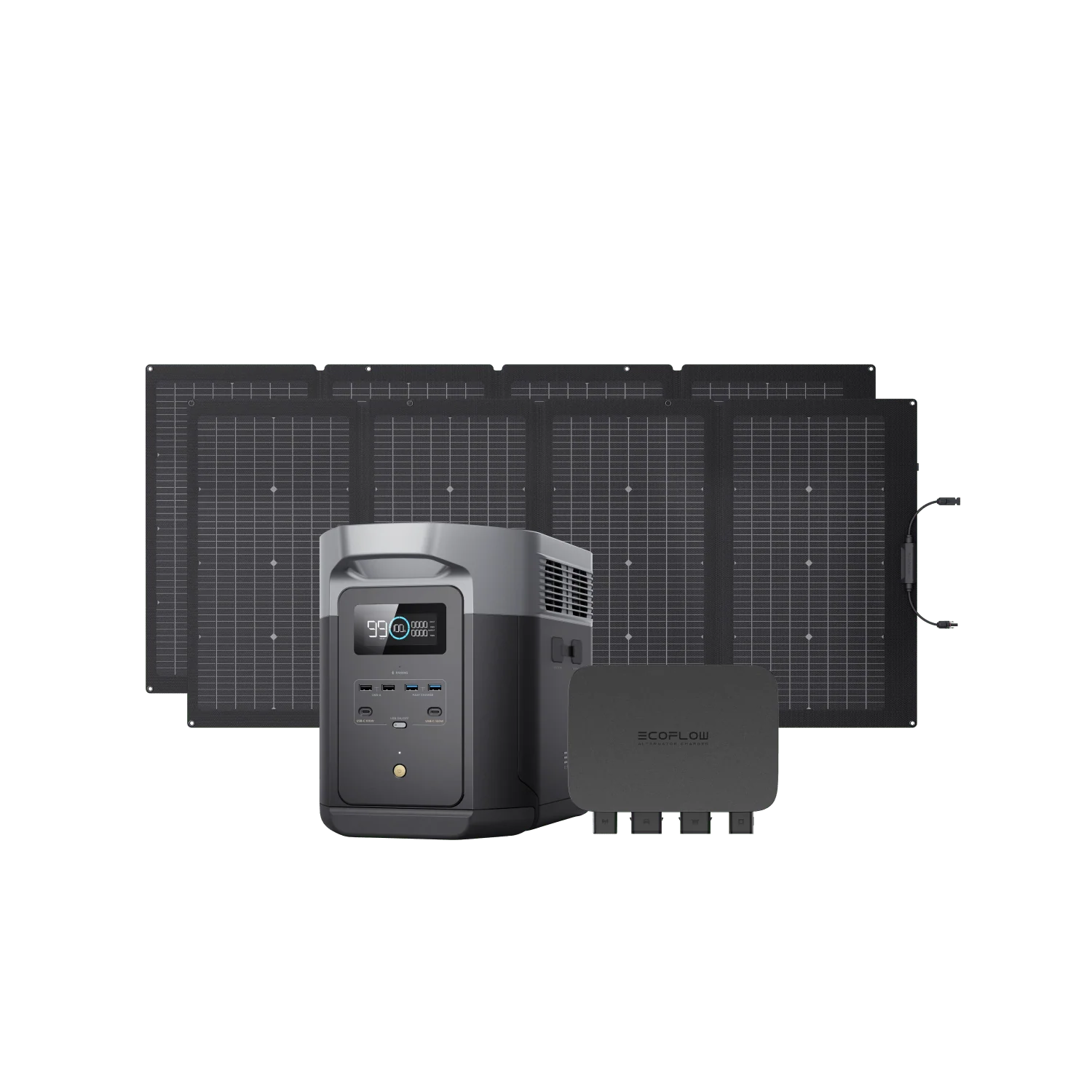 EcoFlow DELTA 2 Max + 2 × 220W Portable Solar Panel + 800W Alternator Charger 1 EcoFlow DELTA 2 Max + 2 × 220W Portable Solar Panel + 800W Alternator Charger