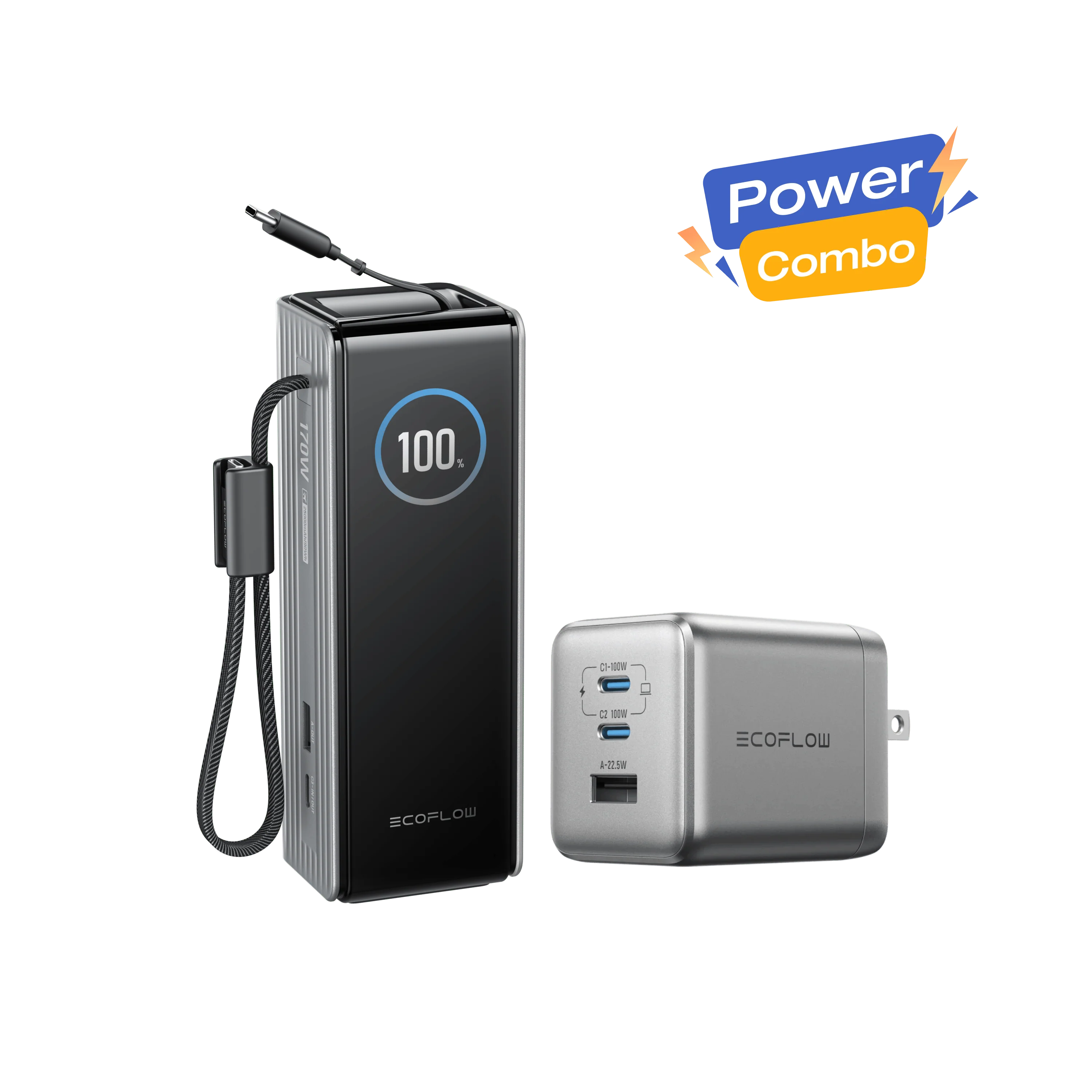 EcoFlow RAPID Power Bank (25K, 170W, 100W Built-In and Retractable Cables) + 100W Charger 2 EcoFlow RAPID Power Bank (25K, 170W, 100W Built-In and Retractable Cables) + 100W Charger