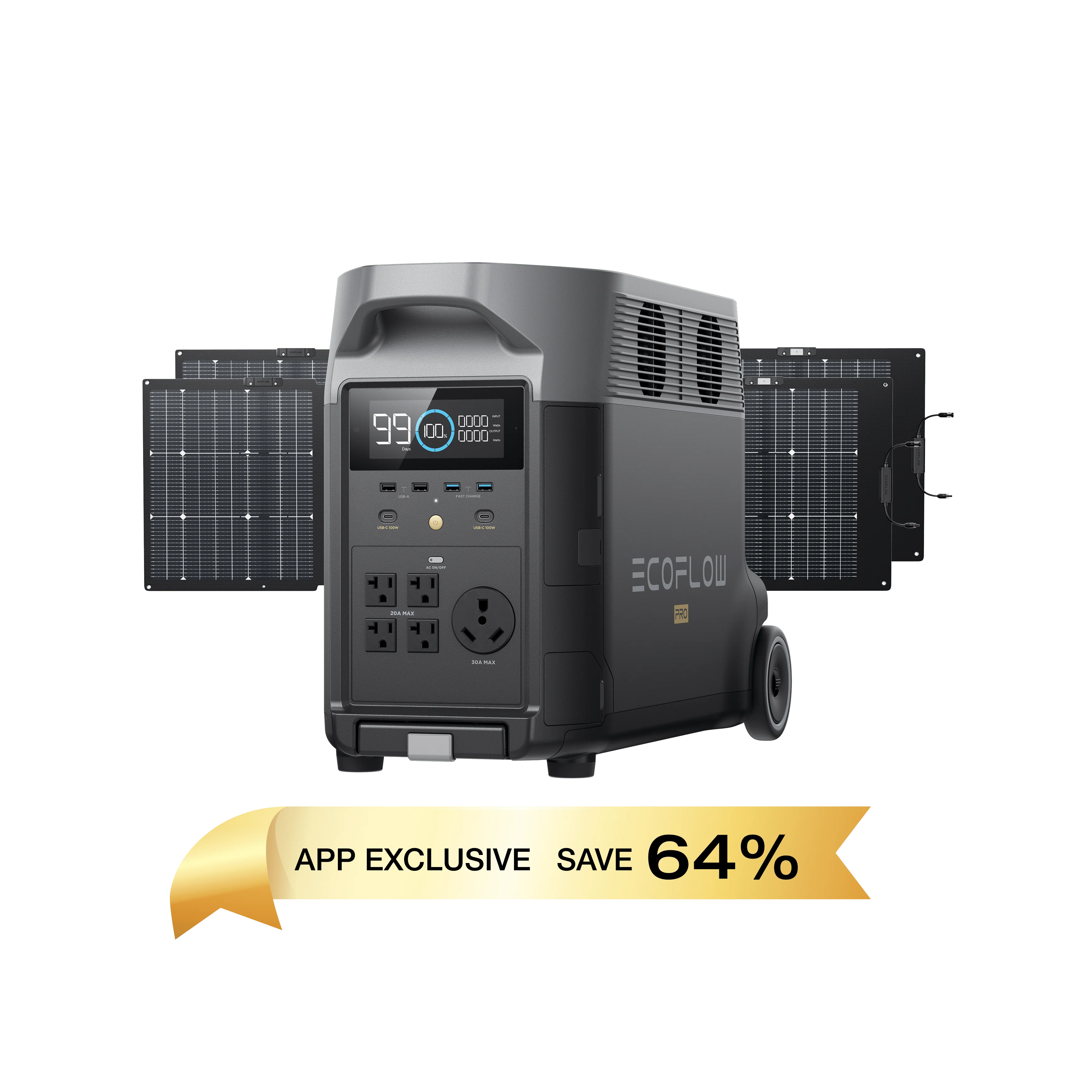 EcoFlow DELTA Pro + 2 × 220W Solar Panel- App Only